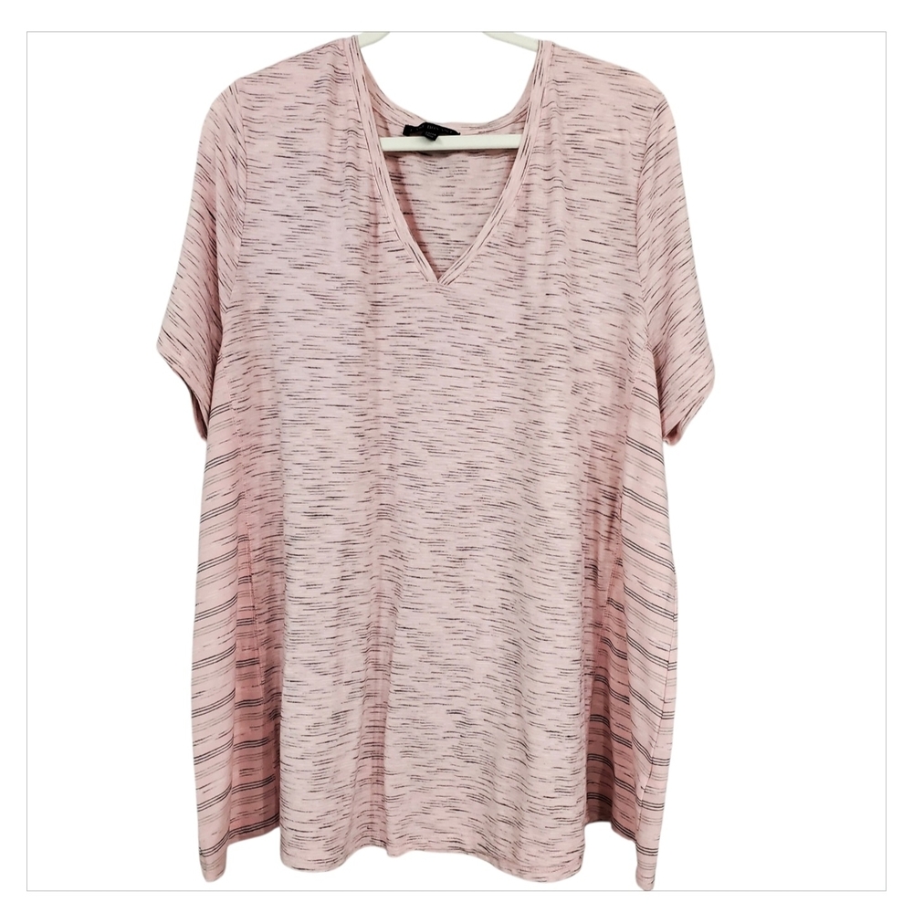 Lane Bryant Blush Pink Heathered V-Neck Short Sleeve Tee Sz 22/24